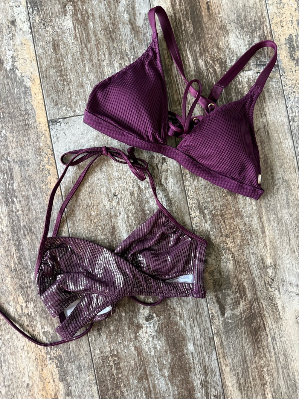2 for $20 sale: 2 eggplant purple PINK VS bikini tops - small